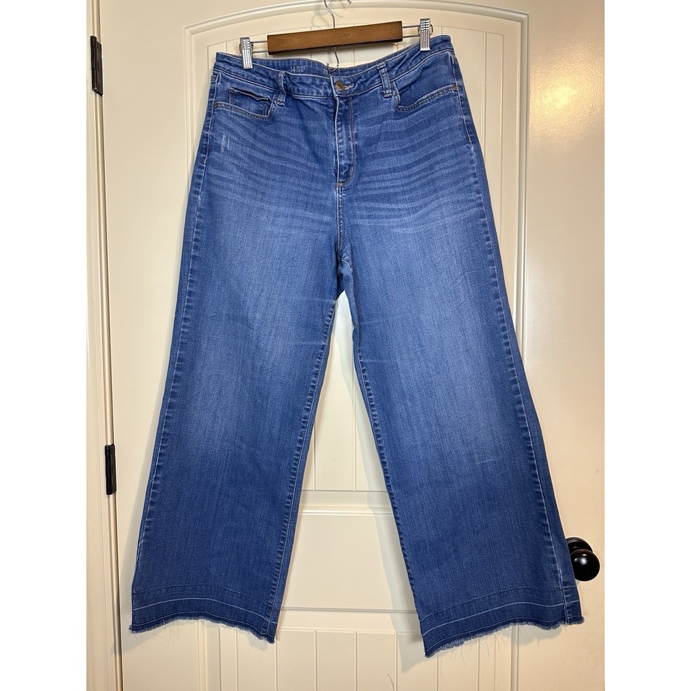 a.n.a a New Approach Women's High‎ Rise Wide Leg Jeans sz 14 stretch GUC